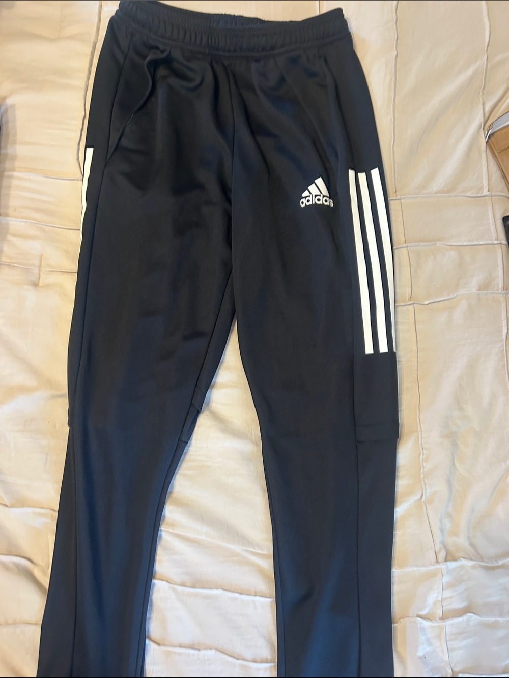 Boys adidas Black Joggers with White 3-Stripes